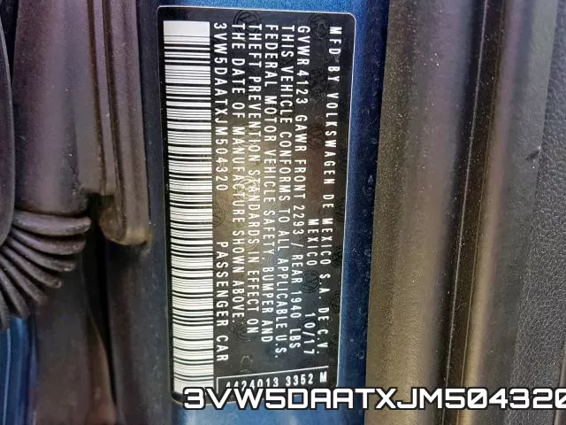 3VW5DAATXJM504320 фото 2