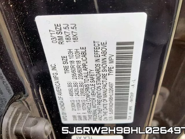 5J6RW2H98HL026497 фото 2