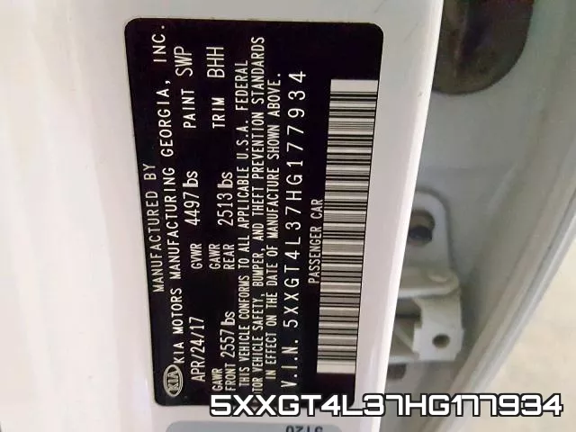 5XXGT4L37HG177934 фото 2