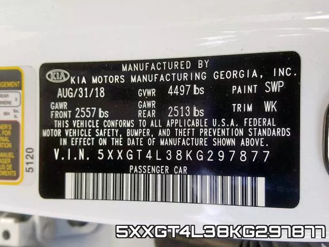 5XXGT4L38KG297877 фото 2