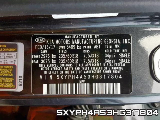 5XYPH4A53HG317804 фото 2