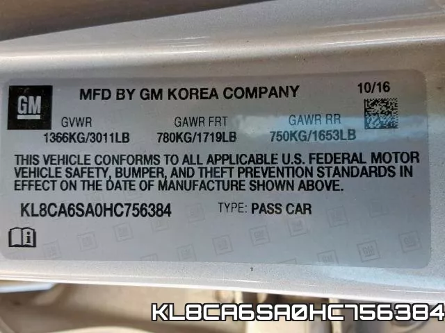 KL8CA6SA0HC756384 фото 2