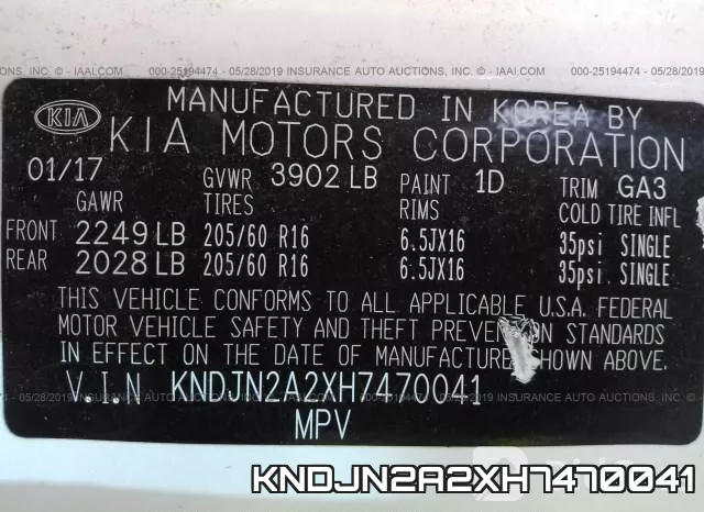 KNDJN2A2XH7470041 фото 10