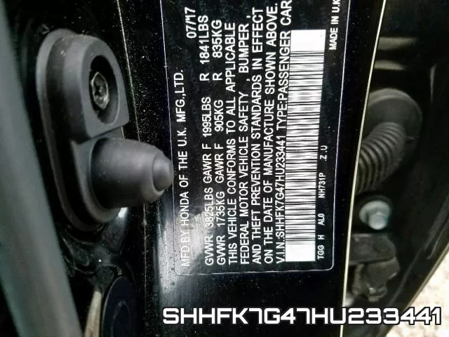 SHHFK7G47HU233441 фото 2