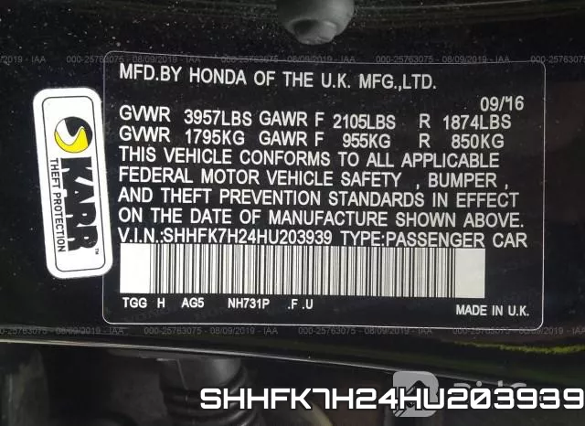 SHHFK7H24HU203939 фото 10
