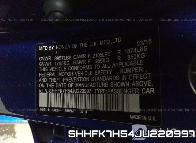 SHHFK7H54JU220997 фото 10