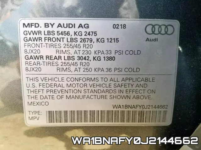 WA1BNAFY0J2144662 фото 2