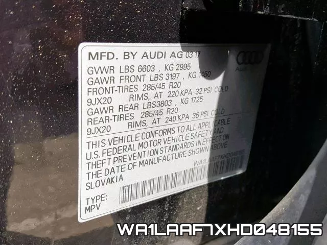WA1LAAF7XHD048155 фото 2