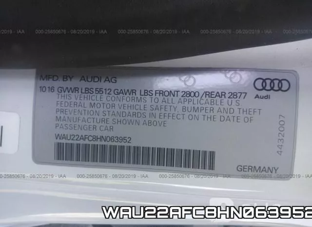 WAU22AFC8HN063952 фото 10
