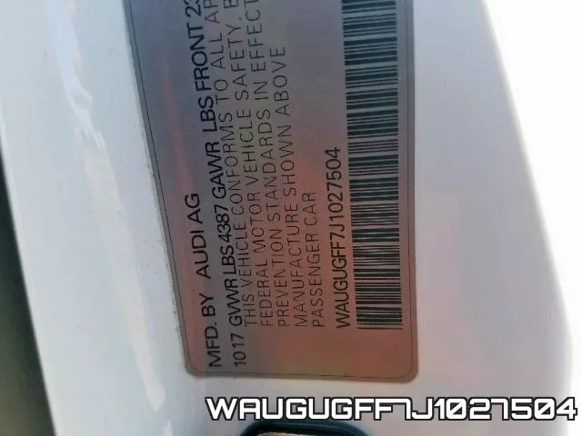WAUGUGFF7J1027504 фото 2