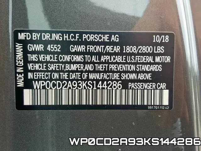 WP0CD2A93KS144286 фото 2
