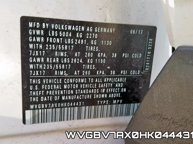 WVGBV7AX0HK044431 фото 2