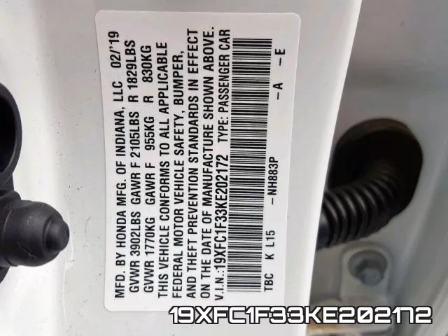 19XFC1F33KE202172 фото 2