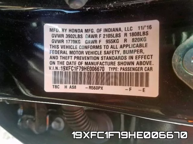 19XFC1F79HE006670 фото 2