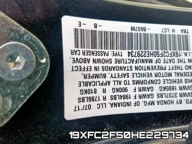 19XFC2F50HE229734 фото 2