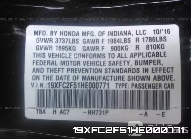 19XFC2F51HE000771 фото 10