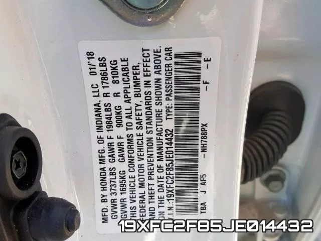 19XFC2F85JE014432 фото 2