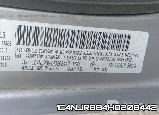 1C4NJRBB4HD208442 фото 10