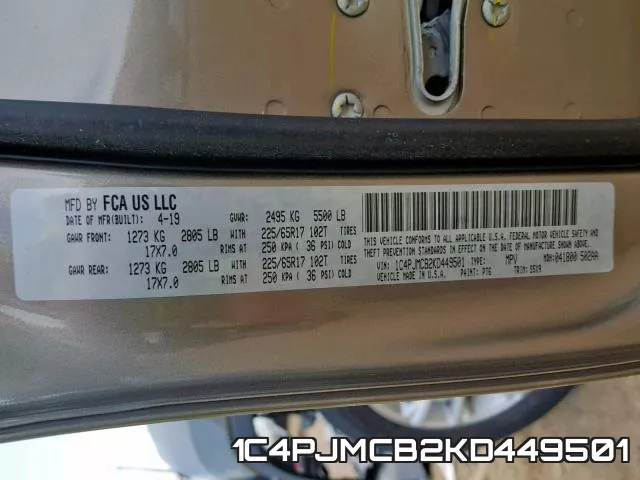 1C4PJMCB2KD449501 фото 2