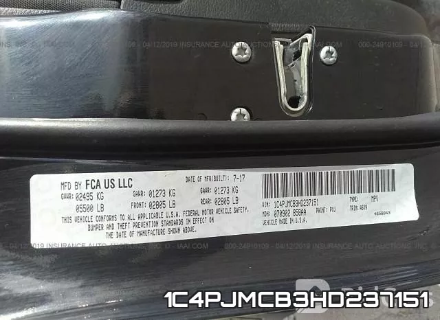 1C4PJMCB3HD237151 фото 10
