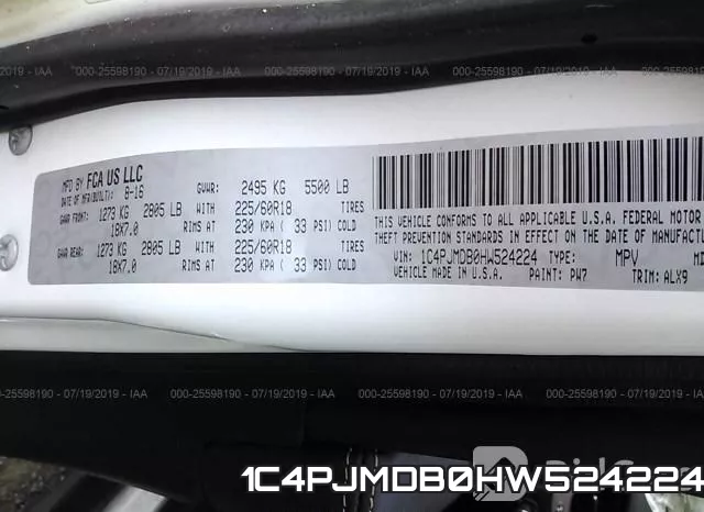 1C4PJMDB0HW524224 фото 10
