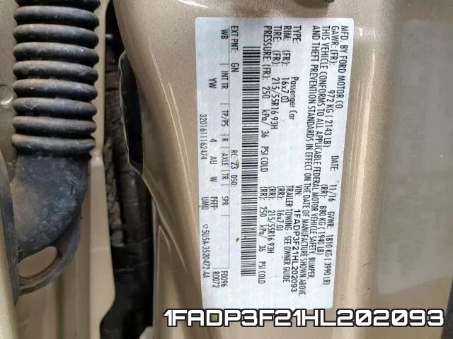 1FADP3F21HL202093 фото 2