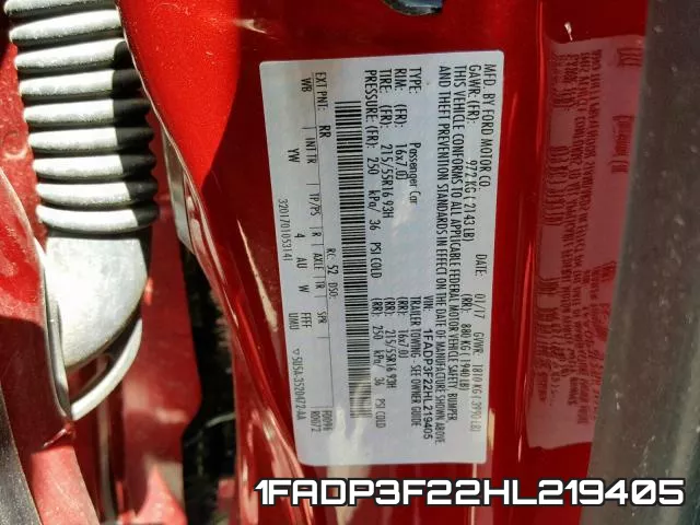 1FADP3F22HL219405 фото 2