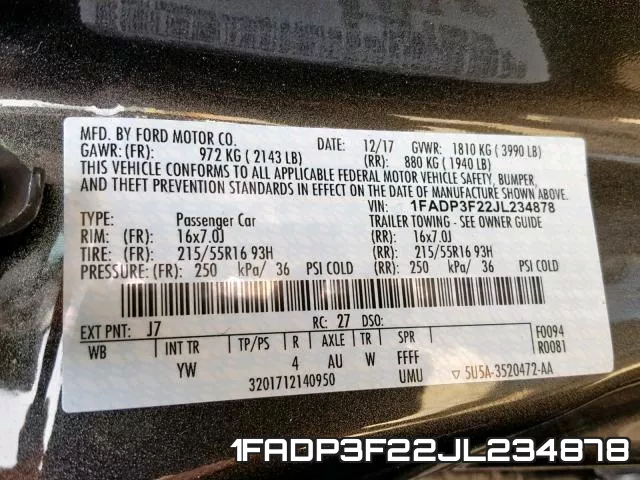 1FADP3F22JL234878 фото 2