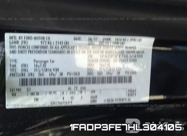 1FADP3FE7HL304105 фото 10