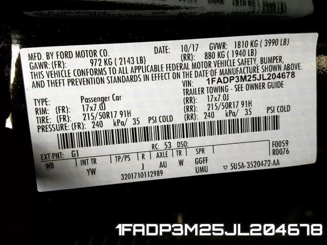 1FADP3M25JL204678 фото 2