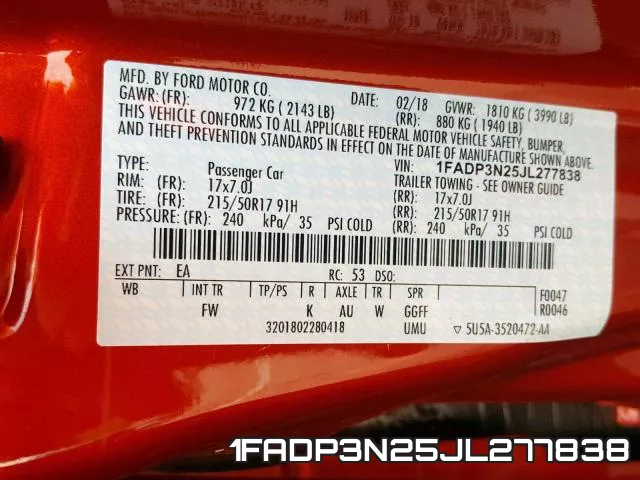 1FADP3N25JL277838 фото 2