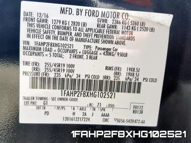 1FAHP2F8XHG102521 фото 2