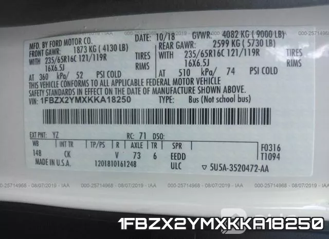 1FBZX2YMXKKA18250 фото 10