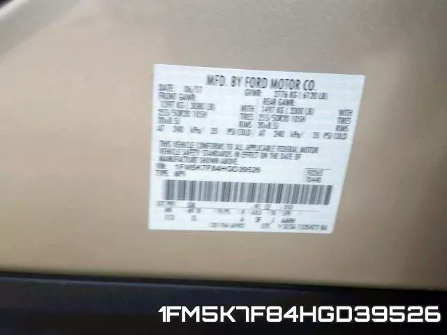 1FM5K7F84HGD39526 фото 2
