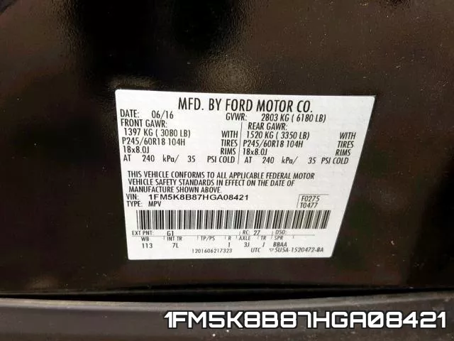 1FM5K8B87HGA08421 фото 2