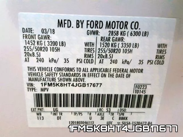 1FM5K8HT4JGB17677 фото 2