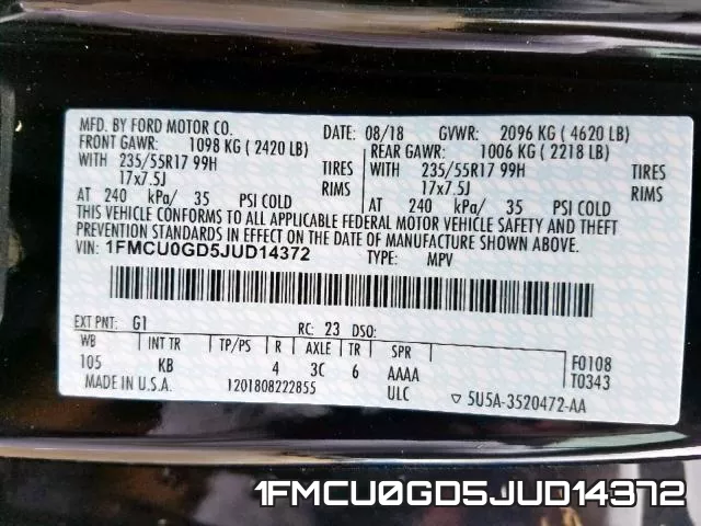 1FMCU0GD5JUD14372 фото 2