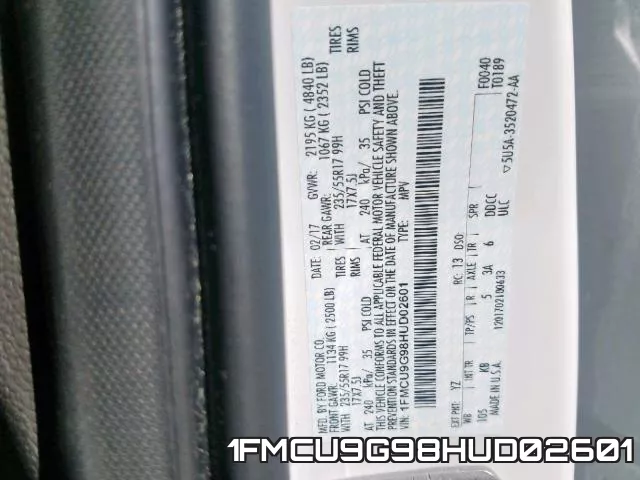 1FMCU9G98HUD02601 фото 2