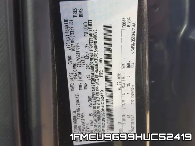 1FMCU9G99HUC52419 фото 2