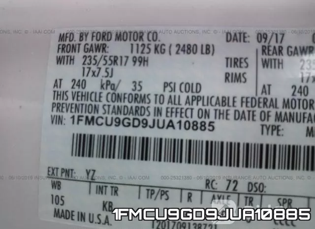 1FMCU9GD9JUA10885 фото 10