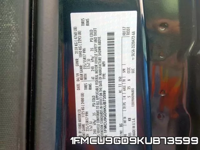 1FMCU9GD9KUB73599 фото 2