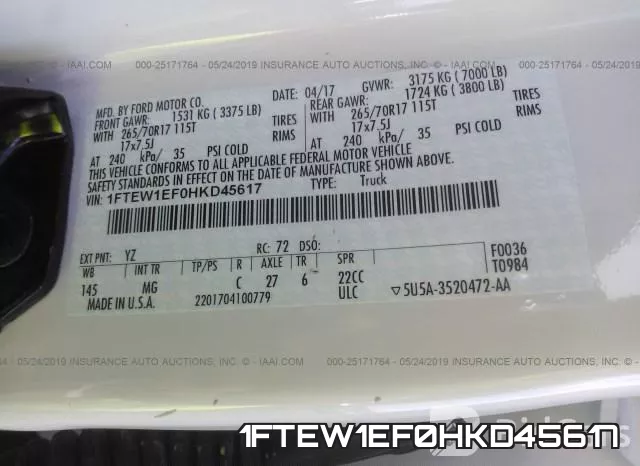 1FTEW1EF0HKD45617 фото 10