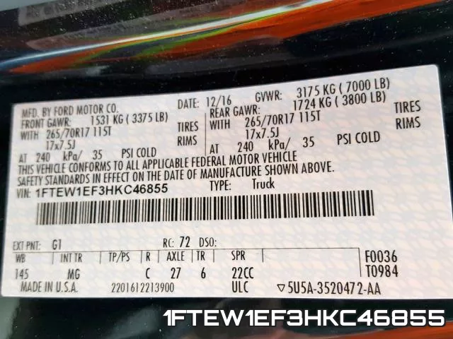 1FTEW1EF3HKC46855 фото 2