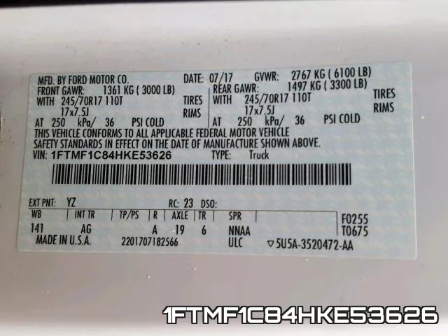 1FTMF1C84HKE53626 фото 2
