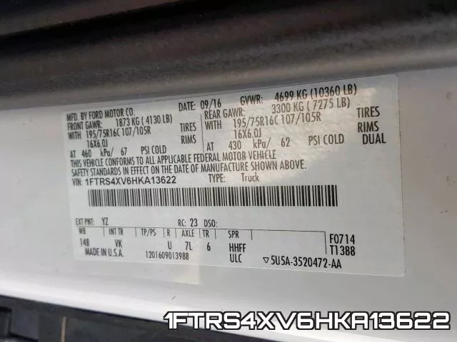 1FTRS4XV6HKA13622 фото 2