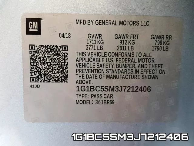 1G1BC5SM3J7212406 фото 2
