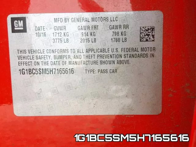 1G1BC5SM5H7165616 фото 2