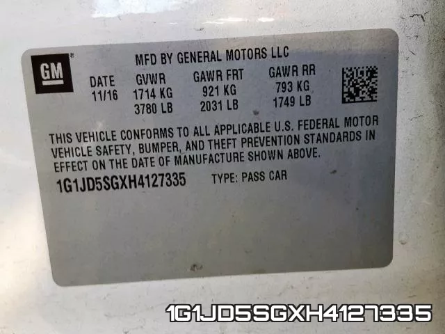 1G1JD5SGXH4127335 фото 2