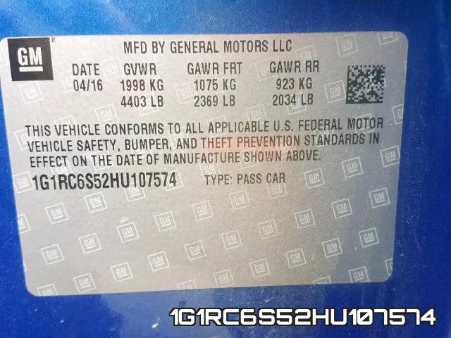 1G1RC6S52HU107574 фото 2