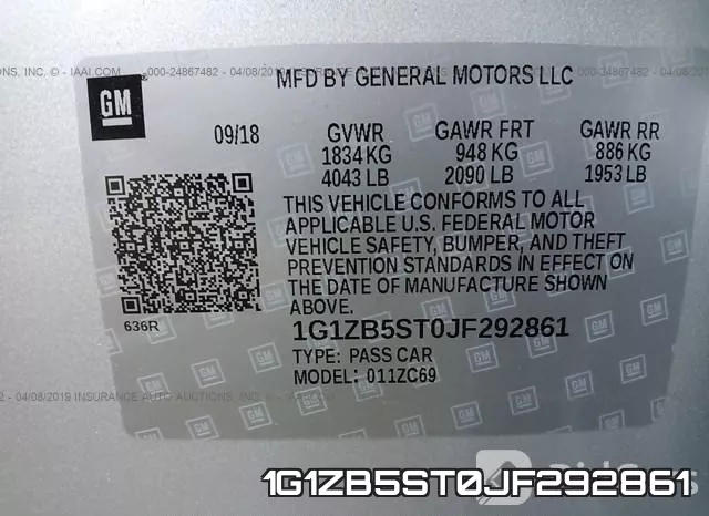 1G1ZB5ST0JF292861 фото 10